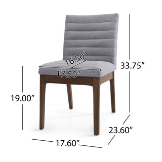 Sunvega Mid-Century Modern Dining Chairs Set of 2 with Channel Stitching and Rubberwood Frame