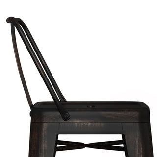 Sunvega Industrial Metal Counter Height Stool Set of 2 in Distressed Black