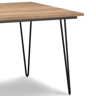 Sunvega Natural Mango Wood Square Dining Table with Hairpin Legs for Kitchen