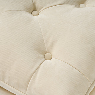 Sunvega Tufted Fabric Ottoman Footstool with Plush Pillow Top and Turned Legs