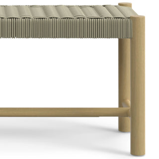 Sunvega Acacia Wood Bench with Woven Rope Seat for Outdoor and Indoor