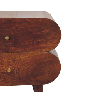 Sunvega Solid Mango Wood Nightstand with 2 Spacious Drawers and Nordic Legs