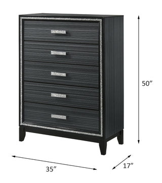 Sunvega Weathered Black Finish Nightstand with Two Spacious Storage Drawers