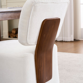Sunvega Modern Linen Upholstered Armless Dining Chair with Smooth Gliding Casters