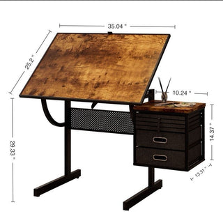 Sunvega Adjustable Height and Angle Puzzle Table with 4 Felt Storage Trays and Wooden Cover
