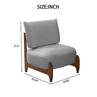 Sunvega Modern Solid Wood Leisure Chair with Soft Seat and Backrest for Living Room or Bedroom