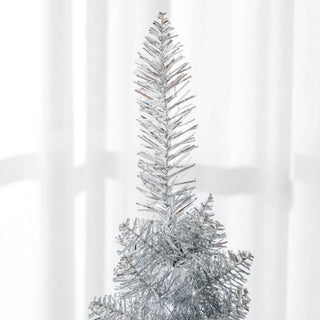 Sunvega Pencil Artificial Xmas Tree with Faux Snow Flocked Full Branch Tips Flame-retardant