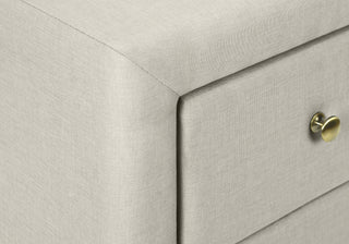 Sunvega Upholstered Beige Linen Look Nightstand with Two Storage Drawers