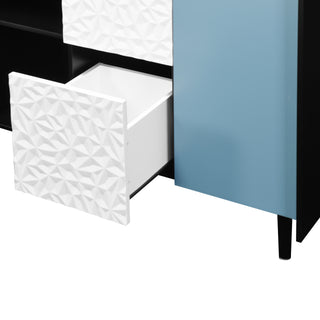 Sunvega Black and Red Modern Sideboard Buffet Cabinet with 2 Drawers