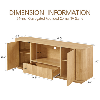 Sunvega Modern Wavy TV Stand Rounded Corner Cabinet for Living Room Storage