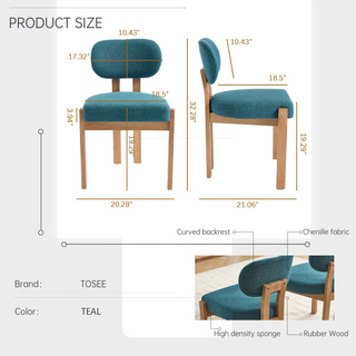Sunvega Modern Upholstered Wooden Dining Chairs Set of 2 for Small Spaces