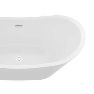 Sunvega 59 Inch Acrylic Freestanding Soaking Tub with Gold Overflow Drain