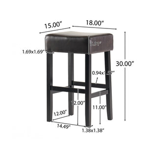 Sunvega Set of 2 Beige Backless Fabric Counter Height Barstools with Padded Seats