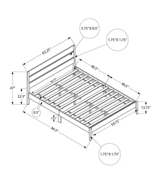 Sunvega Contemporary Queen Size Platform Bed with Grey Wood Frame for Modern Bedroom