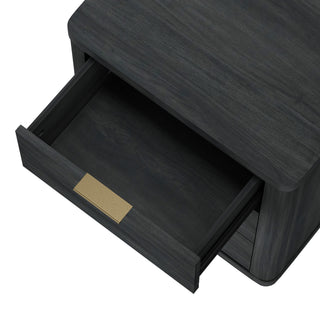 Sunvega Modern Charcoal Gray Nightstand with 3 Full Extension Drawers