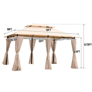 Sunvega 13x10 Outdoor Gazebo with Double Roof Mosquito Net for Patio Garden