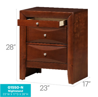 Sunvega Sleek Cherry Nightstand With Three Spacious Drawers And Curved Fronts