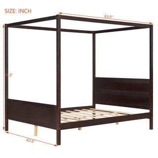 Sunvega Queen Size Canopy Platform Bed with Headboard and Footboard and Storage Space