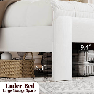 Sunvega Industrial Style Wood Platform King Bed Frame with Headboard and Storage