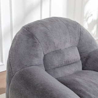 Sunvega Faux Fur Bean Bag Sofa Chair with Back Support and Footstool for Adults