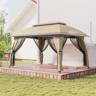 Sunvega Outdoor Gazebo Canopy Shelter with Vented Roof and Protective Netting