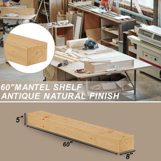 Sunvega Handcrafted Pine Wood Fireplace Mantel Shelf with Distinctive Wood Grain