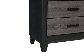 Sunvega Two-Tone Dark Gray and Black Queen Size Bed with Wood Inlay