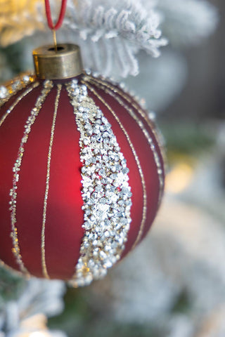 Sunvega Glass Glitter Painted Christmas Ball Ornaments Set of 12 for Holiday Decor