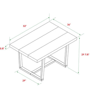 Sunvega Solid Pine Wood Distressed Dining Table with Painted Legs for Farmhouse Kitchen