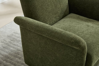 Sunvega Modern Swivel Accent Barrel Armchair with Sturdy Wood Base for Bedroom
