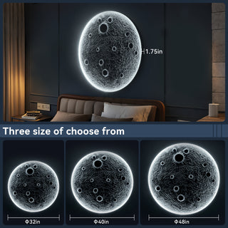 Sunvega 48-Inch Realistic Resin Wall-Mounted Moon Light with Dimmable LED and Remote