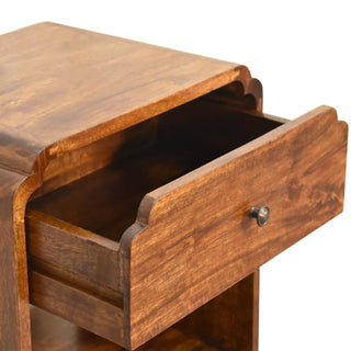 Sunvega Solid Mango Wood Chestnut Nightstand with Drawer and Shelf
