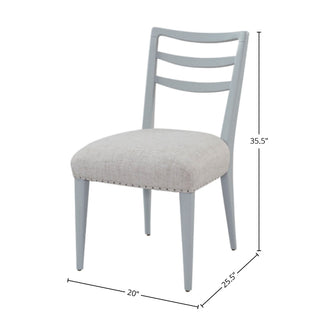 Sunvega Ocean Colored Finish Polyester Upholstered Ladderback Side Dining Chair Set of 2