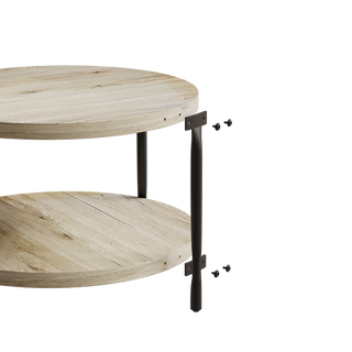 Sunvega Modern Minimalist Round MDF Double-Layer Coffee Table with Open Storage