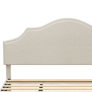 Sunvega King Size Upholstered Platform Bed with Adjustable Linen Headboard