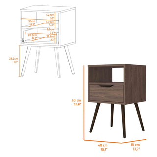 Sunvega Allie Nightstand with Superior Top One Drawer and Open Shelf