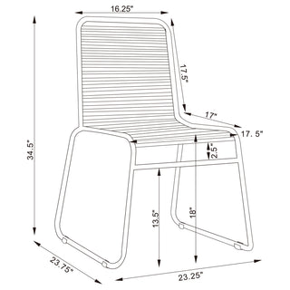 Sunvega Charcoal Woven Rope Stackable Side Chair with Sleek Metal Frame and Sled Base