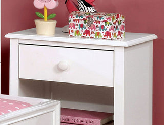 Sunvega Transitional White Solid Wood Nightstand with Drawer and Storage Shelves