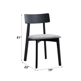 Sunvega Gray Linen Upholstered Side Chairs with Padded Seat Cushion Set of 2