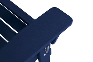 Sunvega Folding Adirondack Chair Set with Wood Texture and Side Table in Navy Blue
