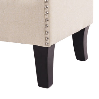 Sunvega Kathy Roll Arm Accent Bench with Nailhead Trim in Sky Neutral Beige