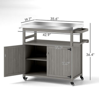 Sunvega Heavy Duty Outdoor Grill Cart with Stainless Steel Top and Spacious Storage