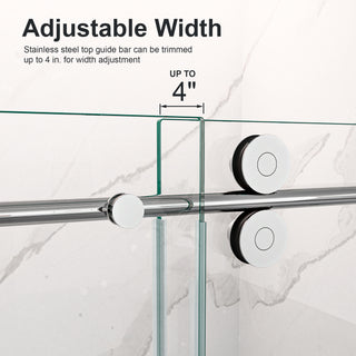 Sunvega Frameless Single Sliding Shower Door with 8mm Tempered Glass and Chrome Finish