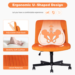 Sunvega Adjustable Ergonomic Armless Office Chair with Plush Linen Upholstery