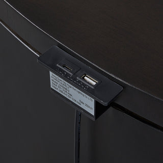 Sunvega Eucalyptus Veneer 3 Drawer Oval Nightstand with USB Charging Port
