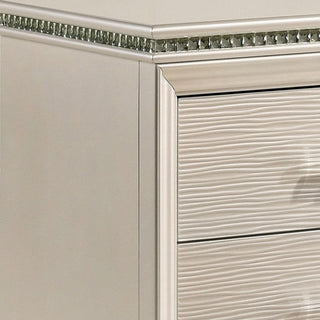 Sunvega Textured 2 Drawer Nightstand with Acrylic Legs in Pearl White