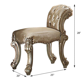 Sunvega Antique Contrast Finish Poly Resin Vanity Stool with Nailhead Trim
