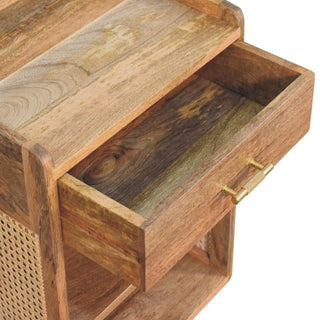 Sunvega Modern Solid Wood Larissa T-Bar Bedside Table with Drawer