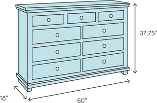 Sunvega Seven Drawer Dresser with Storage in Dark Cherry Finish