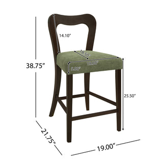 Sunvega Natural Rubberwood Counter Stool Set with Chunky Modern Design and Ergonomic Backrest